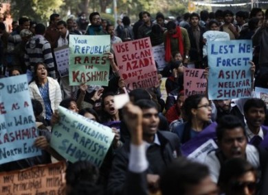 Indians participate in a protest against gender discrimination and sexual violence in New Delhi in January