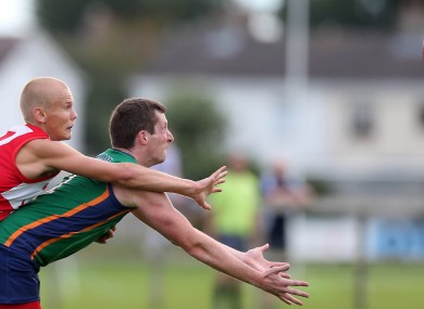 James Flavin of the Irish Warriors with Jakob Gufelt Overgaard, Denmark Vikings.