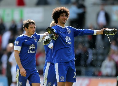 Everton pair Fellaini (right) and Baines.