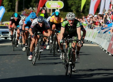 Sam Bennett leads the field during stage five of the 2013 Tour of Britain.