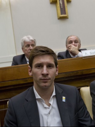 Argentine forward Lionel Mess at a Vatican news conference recently.