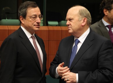 Mario Draghi with Michael Noonan in Brussels in 2012.