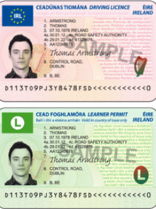 Irish driving licence templates