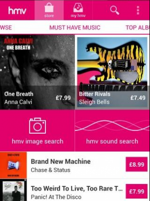 Screenshot of HMV app.