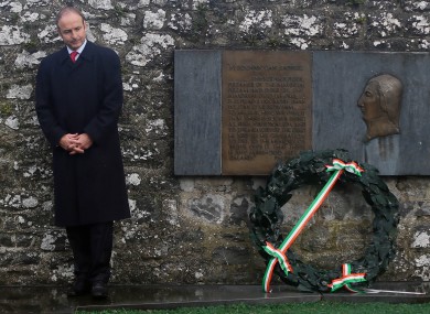 Micheál Martin lays a wreath at the annual Fianna Fáil Wolfe Tone Commemoration in Bodenstown in Kildare today.
