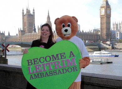 Leitrim Tourism's Sinead McDermott with mascot Boxty in London this week.