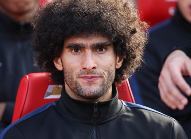 Manchester United's Marouane Fellaini on the bench before the game against West Bromwich Albion.