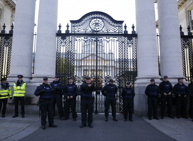 Gardaí outside Government Buildings on Budget Day on Tuesday.