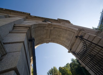 The Fusilier's Arch at the Grafton Street corner which commemorates the Royal Dublin Fusiliers who died in Second Boer War.