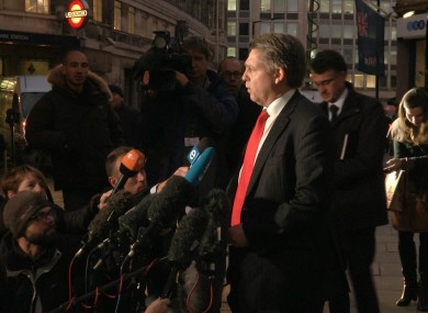 Kevin Hyland, head of the Metropolitan Police's human trafficking unit speaks to the media outside New Scotland Yard HQ.