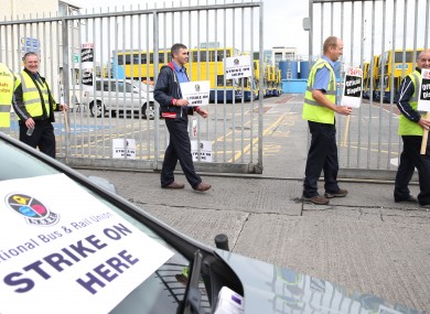 SIPTU and NBRU members picket during the Dublin Bus strike.
