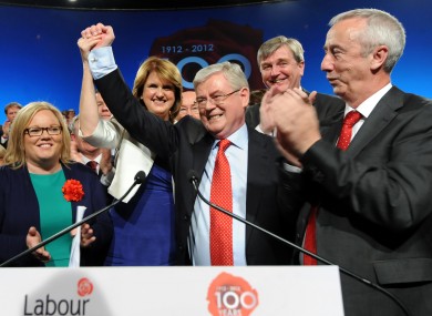 Labour leader Eamon Gilmore flanked by the party faithful at last year's conference