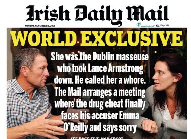 The Irish Daily Mail's front page on Monday.