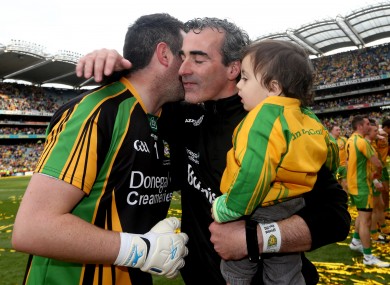 Donegal's Paul Durcan with Jim McGuinness after the 2012 All-Ireland final.
