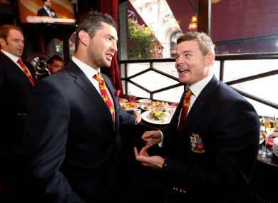 Rob Kearney doesn't believe Brian O'Driscoll when he tells him about his sheep grazing possibilities.