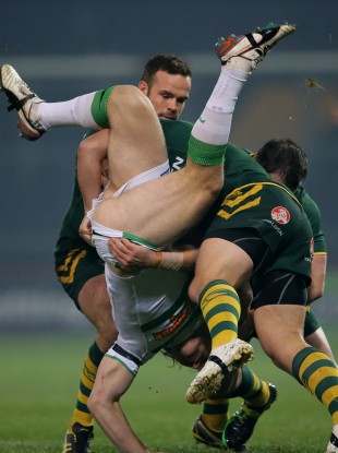 Tyrone McCarthy is dumped by Greg Bird and Paul Gallen.