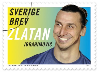 One of five Zlatan stamps that will be published next year.