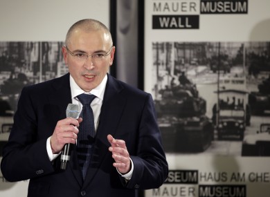 Mikhail Khodorkovsky speaks during his first news conference after his release in Berlin earlier today.