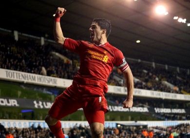 Luis Suarez has scored 19 goals in 12 Premier League games.