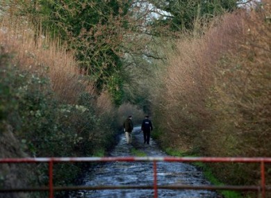 A road sealed off by gardai leading to a crime scene in Kilbride, Clara, Co Offaly.