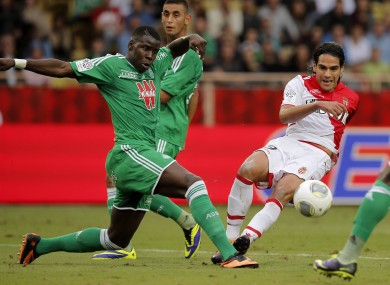 Zouma up against Monaco's Radamel Falcao.