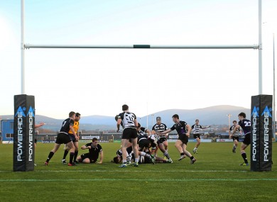 Students from Cistercian College Roscrea and Terenure College compete at Tallaght Stadium in 2013.