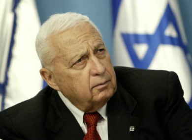 2004 photo of Ariel Sharon during a news conference in Jerusalem.