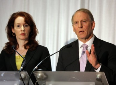 Megan O'Sullivan and Dr Richard Haass with talk to the media at the Stormont hotel in Belfast. (File)