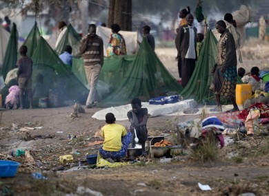 Displaced families in Awerial, South Sudan