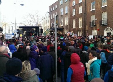 The protest this afternoon.