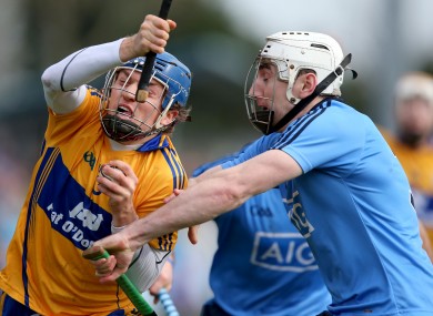 Clare's Shane O'Donnell and Dublin's Peter Kelly.