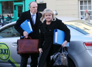 Chief Executive of Rehab, Angela Kerins arrives at Leinster House today with John McGuire, Director of Fundraising.