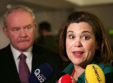 Martin McGuinness and Mary Lou McDonald speaking to the media earlier