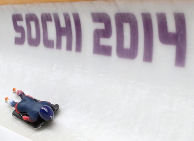 Great Britain's Shelley Rudman in her first practice run at the Sanki Sliding Centre