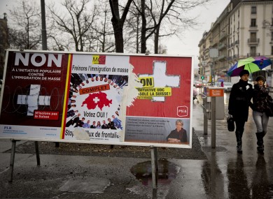 Anti- and pro-immigration posters in Geneva.