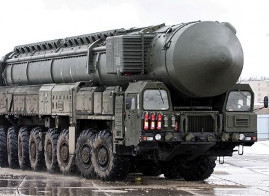 A Topol-M mobile launcher during rehearsals for the 2012 Moscow Victory Day Parade.