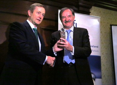 Enda Kenny presents Dr. Garret A. FitzGerald with the inaugural SFI St. Patrick’s Day Science Medal in Washington DC today.