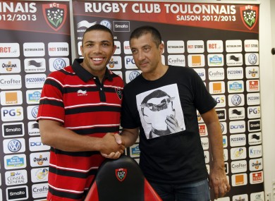 Mourad Boudjellal (right) after signing Bryan Habana.