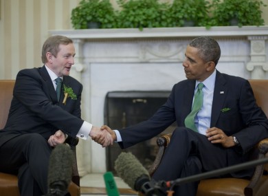 President Barack Obama shakes hands with Irish Prime Minister Enda Kenny