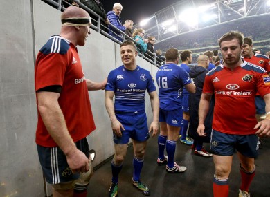 Paul O'Connell and Brian O'Driscoll share a joke after last night's win for Leinster.