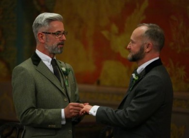 Actor Andrew Wale (left) and guesthouse owner Neil Allard during their wedding