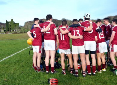 The NUI Galway hurling team huddle before a recent Fitzgibbon Cup game