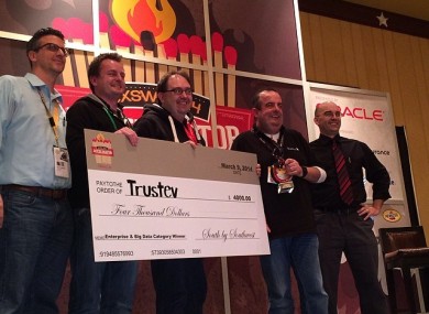 The Trustev team receiving their cash prize at SXSW yesterday.