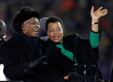 Mandela and Machel at the World Cup final in Johannesburg in 2010.