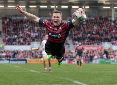 Chris Ashton splashes down for a try against Ulster.