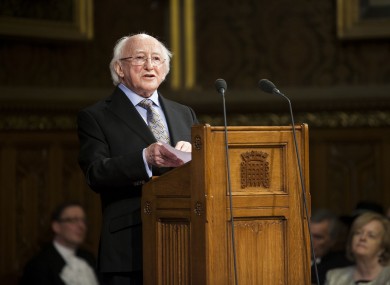 Michael D Higgins addresses MPs and Peers at Westminster today