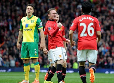 Manchester United's Wayne Rooney celebrates after scoring his team's second goal of the game.