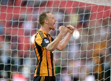 Hull City's David Meyler celebrates after the final whistle.