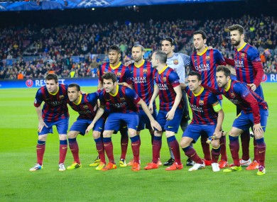 A team photo of Barcelona prior to last night's Champions League game.