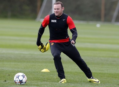 Rooney training at Carrington this morning.